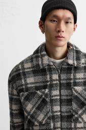 CHECK OVERSHIRT WITH FAUX SHEARLING