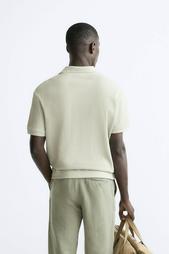 TEXTURED POLO SHIRT WITH RIBBED TRIMS