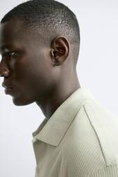 TEXTURED POLO SHIRT WITH RIBBED TRIMS