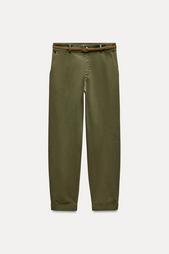 CHINO TROUSERS WITH BRAIDED BELT