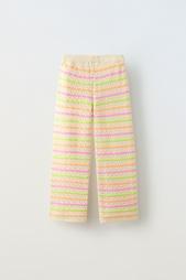 STRIPED CROCHET KNIT TROUSERS