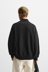 HIGH NECK QUARTER-ZIP SWEATER