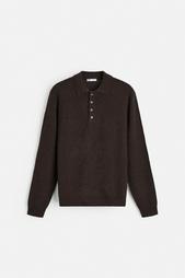 COTTON-WOOL KNIT POLO SHIRT