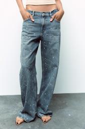 TRF RELAXED FIT MID-RISE JEANS WITH RIVETS