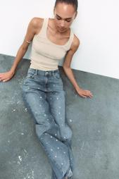 TRF RELAXED FIT MID-RISE JEANS WITH RIVETS