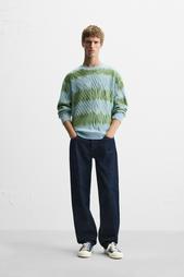 SPRAY PRINT CABLE-KNIT SWEATER