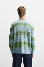 SPRAY PRINT CABLE-KNIT SWEATER