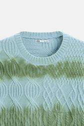 SPRAY PRINT CABLE-KNIT SWEATER