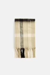 BRUSHED TEXTURED FRINGED SCARF