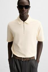 TEXTURED WEAVE POLO SHIRT WITH ZIP