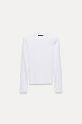 LONG SLEEVE WASHED EFFECT RIBBED T-SHIRT