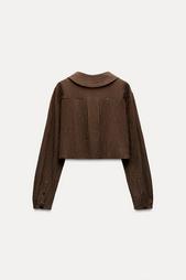 CHECK PETER PAN COLLAR CROP SHIRT