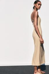 PINSTRIPED MIDI DRESS