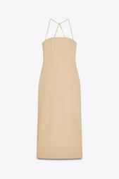 PINSTRIPED MIDI DRESS
