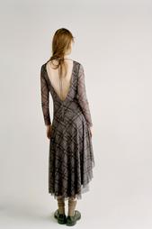 CHECKED TULLE DRAPED DRESS