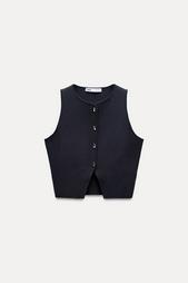 BUTTONED KNIT VEST TOP