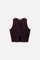 BUTTONED KNIT VEST TOP