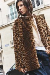 ANIMAL PRINT FAUX FUR COAT