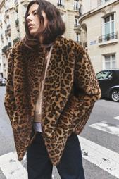 ANIMAL PRINT FAUX FUR COAT