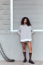 OVERSIZED POPLIN SHIRT WITH DOUBLE CUFFS