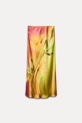 PRINTED SATIN MIDI SKIRT