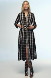 CHECKED MIDI SHIRT DRESS