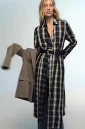 CHECKED MIDI SHIRT DRESS