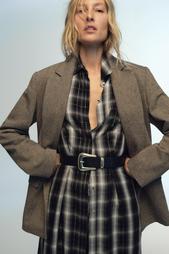 CHECKED MIDI SHIRT DRESS