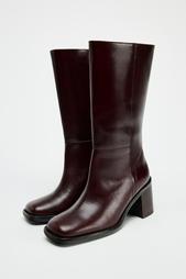 LEATHER ANKLE BOOTS WITH SQUARE TOE