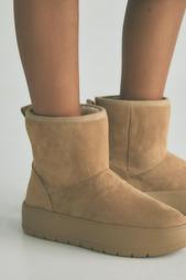 FAUX FUR PLATFORM ANKLE BOOTS