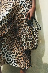 ANIMAL PRINT LEATHER MINI BUCKET BAG